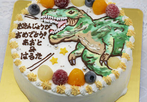 【冷凍】恐竜のイラストケーキ | 恐竜ケーキ オーダー | ケーキ工房モダンタイムス | 誕生 日 ケーキ オーダー キャラクター・恐竜イラスト リアル - スイーツモール