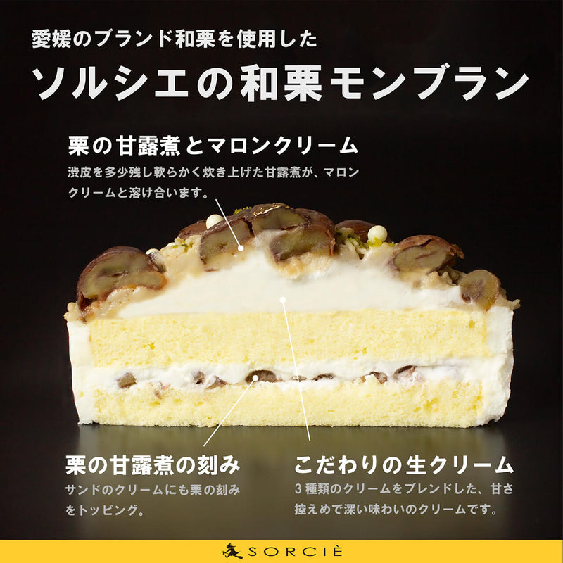 【冷凍】和栗 モンブラン ホールケーキ 5号 直径16cm｜魔法洋菓子店ソルシエ