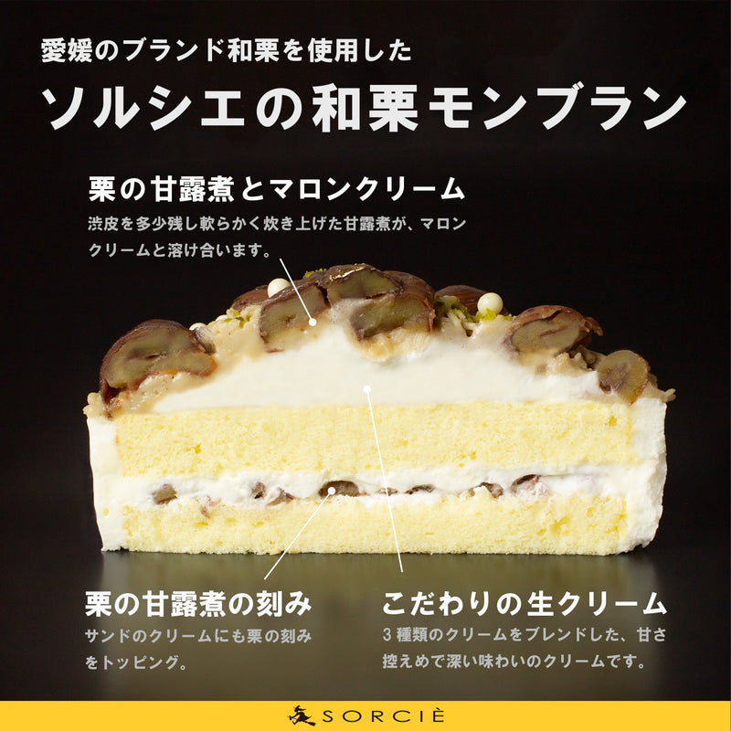 【冷凍】和栗 モンブラン ホールケーキ 5号 直径16cm｜魔法洋菓子店ソルシエ