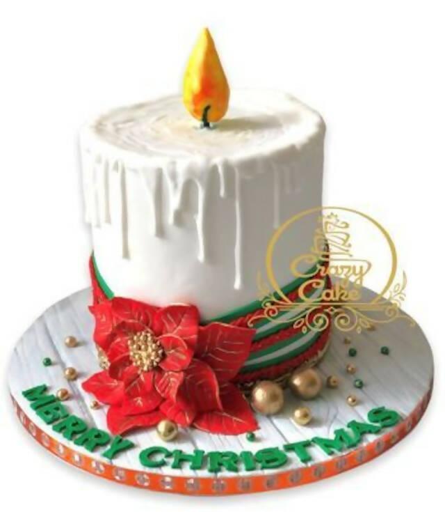 【冷凍】クリスマスキャンドル 1段　デザインフォンダンケーキ｜ケーキ｜CRAZYCAKE - スイーツモール
