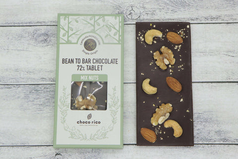 【常温】Bean to Bar Chocolate Tablet ミックスナッツ 55g｜チョコレート｜choco rico│板チョコ と ミックス ナッツ - スイーツモール