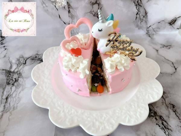 【冷凍】色が選べるユニコーンとハートのギミックケーキ 4号 12cm | ケーキ | La vie en Rose-ケーキ-La vie en Rose