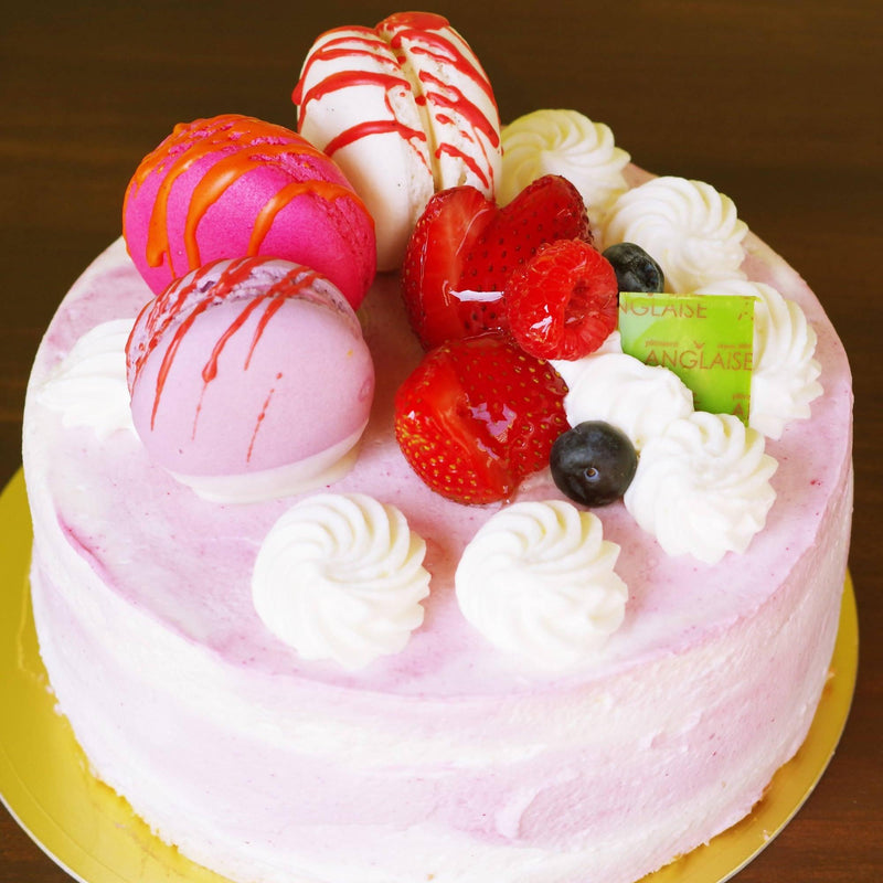 【冷凍】カラーデコレーション&マカロン (Roseピンク) | ケーキ | パティスリーアングレーズ | マカロン デコレーション - スイーツモール