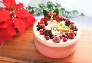 【冷凍】低糖質 ラズベリームースのクリスマスケーキ 5号 | ケーキ | ヘルシースイーツ工房マルベリー-ケーキ-ヘルシースイーツ工房マルベリー