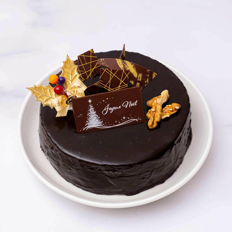 【冷凍】Holly ショコラ 5号 15cm クリスマスケーキ | チョコレートケーキ | 峰月堂 | グラサージュ ケーキ | チョコレート ケーキ グラサージュ - スイーツモール