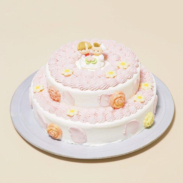 【冷凍】キュートな二段ケーキ・苺のバースデーデコレーションケーキ | ケーキ | 写真ケーキのサンタアンジェラ | ケーキ 二段 | 誕生日ケーキオーダー - スイーツモール