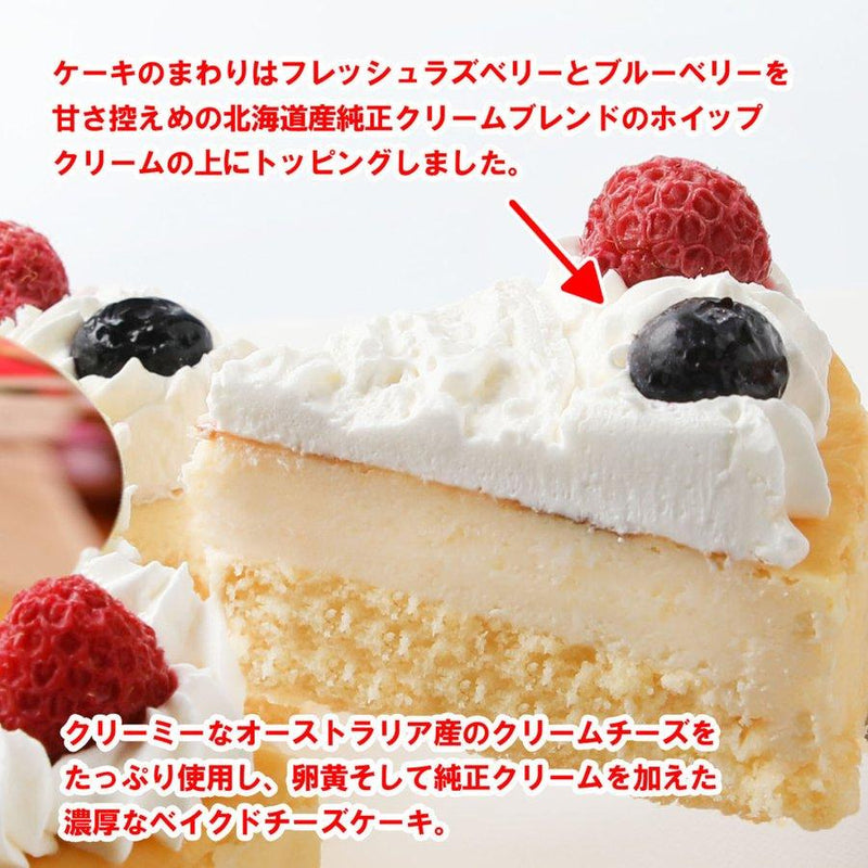 【冷凍】ベイクドチーズのバースデー写真ケーキ 5号 | チーズケーキ| 写真ケーキのサンタアンジェラ-チーズケーキ-写真ケーキのサンタアンジェラ