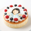 【冷凍】スフレチーズのバースデー写真ケーキ 5号 | チーズケーキ | 写真ケーキのサンタアンジェラ - スイーツモール